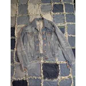 Gap 1969 Jean Jacket Womens Size XS Blue Denim Trucker Biker Distressed VTG